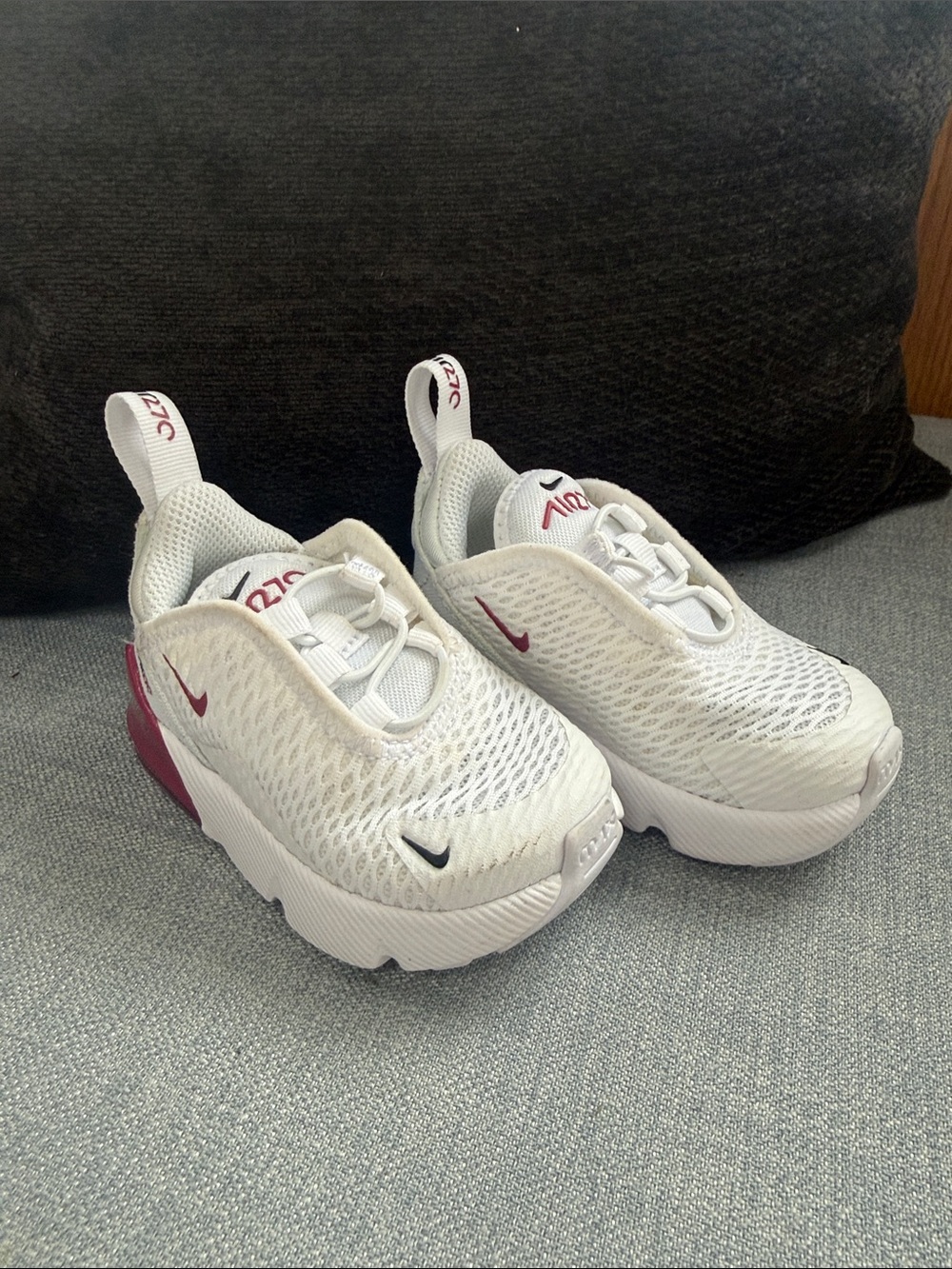 Nike Kids White Sneakers with Pink Accents